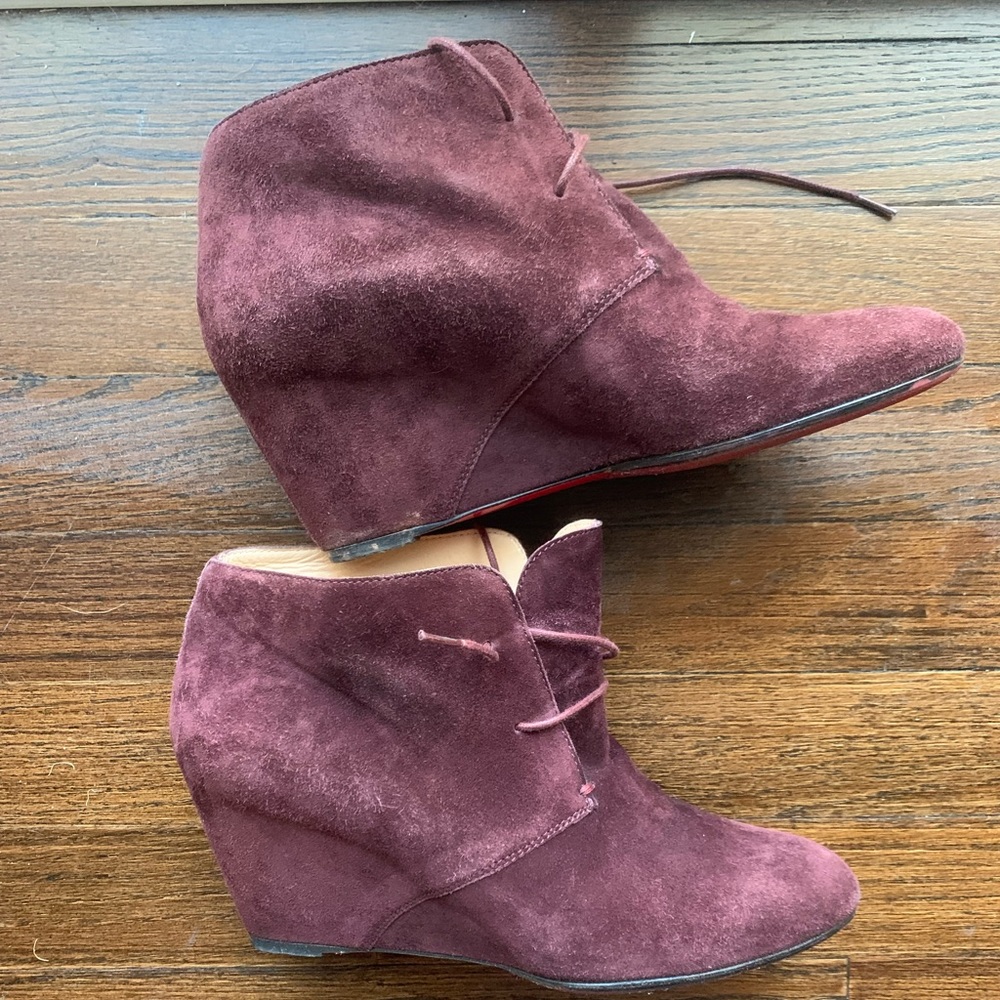 Wine Suede Compacta Wedge heel Christian Louboutins